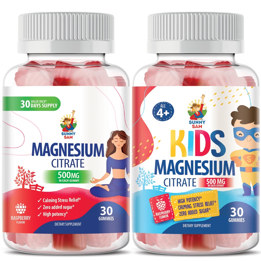 Magnesium Gummies for Kids - 500mg and Magnesium Gummies for Adults - 500mg .Calm Magnesium Kauwen - Magnesium Citrate Kauwbare Supplement voor Mood & Muscle Support