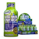 Vitamine Energie Focus+ Extra sterkte Energie Shot Blauw Raspberry 12 Pack, 260mg Natural Cafeïne, B-Vitaminen, CoQ10, Aminozuren, Focus, Productiviteit & Duidelijkheid, Zero Sugar, Gluten-Free, 1,93 fl oz