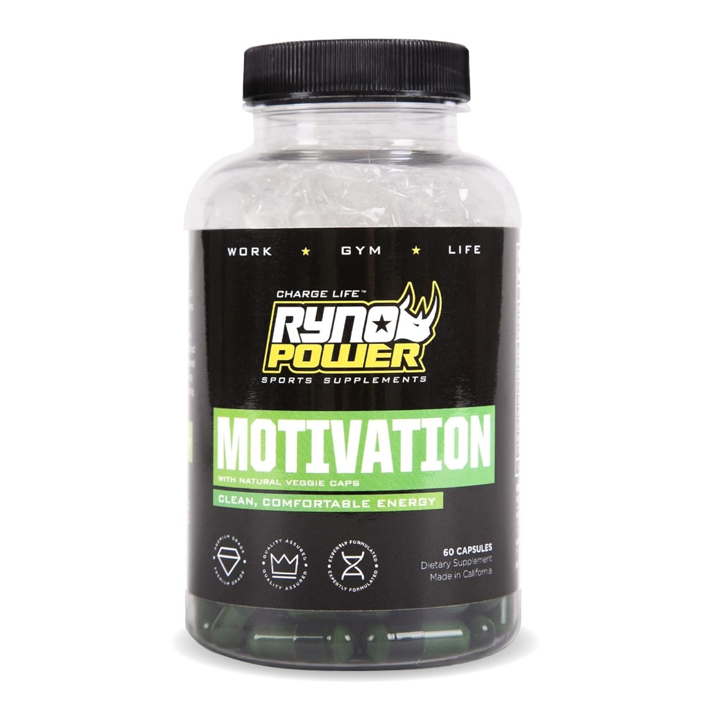 Ryno Power Motivation Pre-workout Focus Energy Supplement Capsules (30 porties)