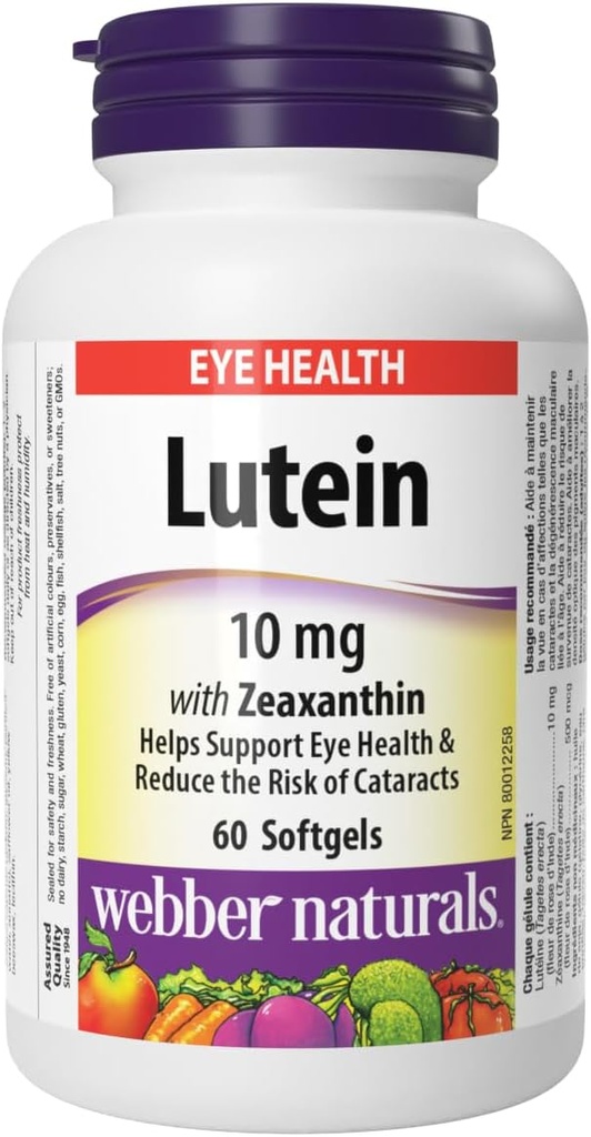 Webber Naturals Lutein met Zeaxanthine Softgel, 10mg 60 Tellen