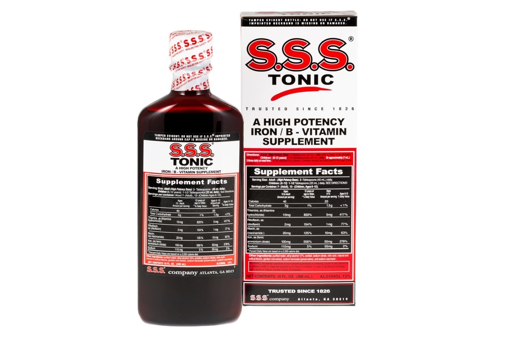 S.S.S. Tonic, Iron and Vitamin B Supplement, High Potency Vitaminen, Fles, 10 Fl Oz (verpakking van 1)