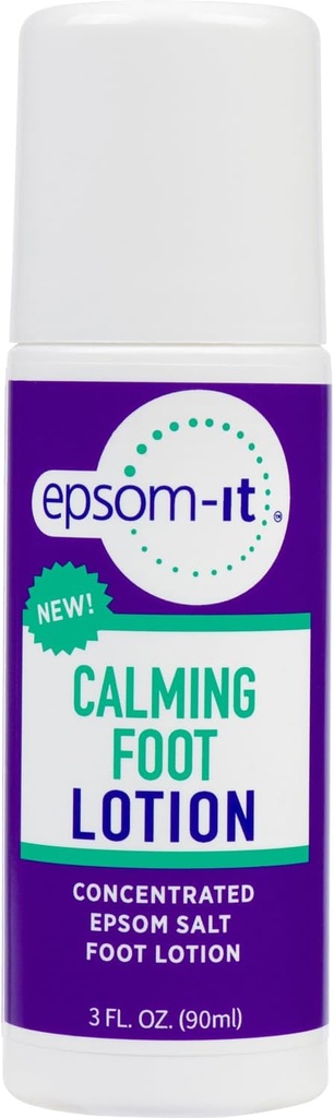 EPSOM-IT Calming Foot Lotion - Roll On Magnesium Sulfate Lotion for Moete Voeten & Enkels, Topical Epsom Salt with Ureum, Softten Tough Skin and Cracked Heels, Het verstrekken van Comfort voor Benen en Voeten 3.0 oz