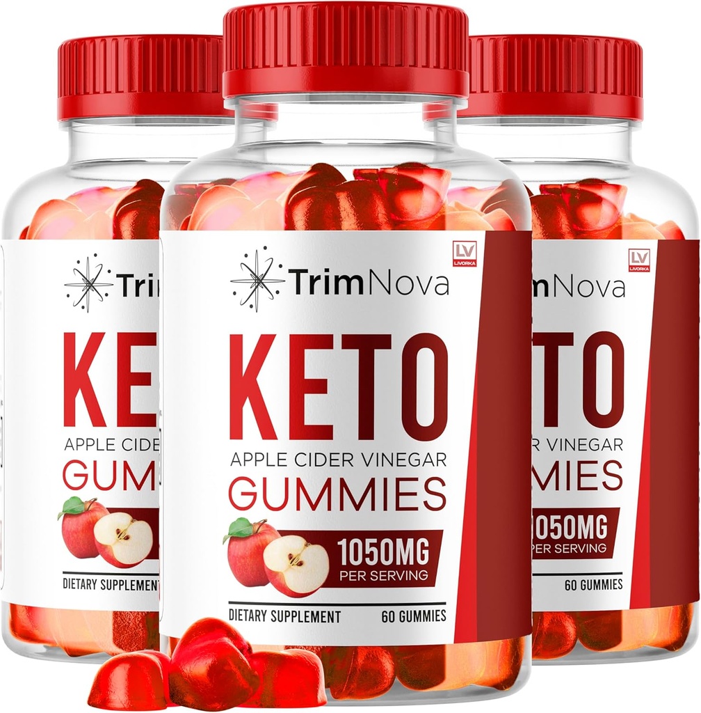 LIVORKA (3 verpakkingen) TrimNova Keto ACV Gummies, TrimNova Gummies, TrimNova Keto, TrimNova Keto, TrimNova Keto Formula, TrimNova Keto ACV Gummies 1050MG, 180 Gummies gedurende 3 maanden.