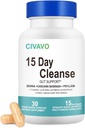 15 Day Gut Cleanse for Women & Men- Gut and Colon Support- Probiotics& Psyllium Husk Cleanse Bowel Dissolving Capsules, Dietary Supplement (30 Capsules)