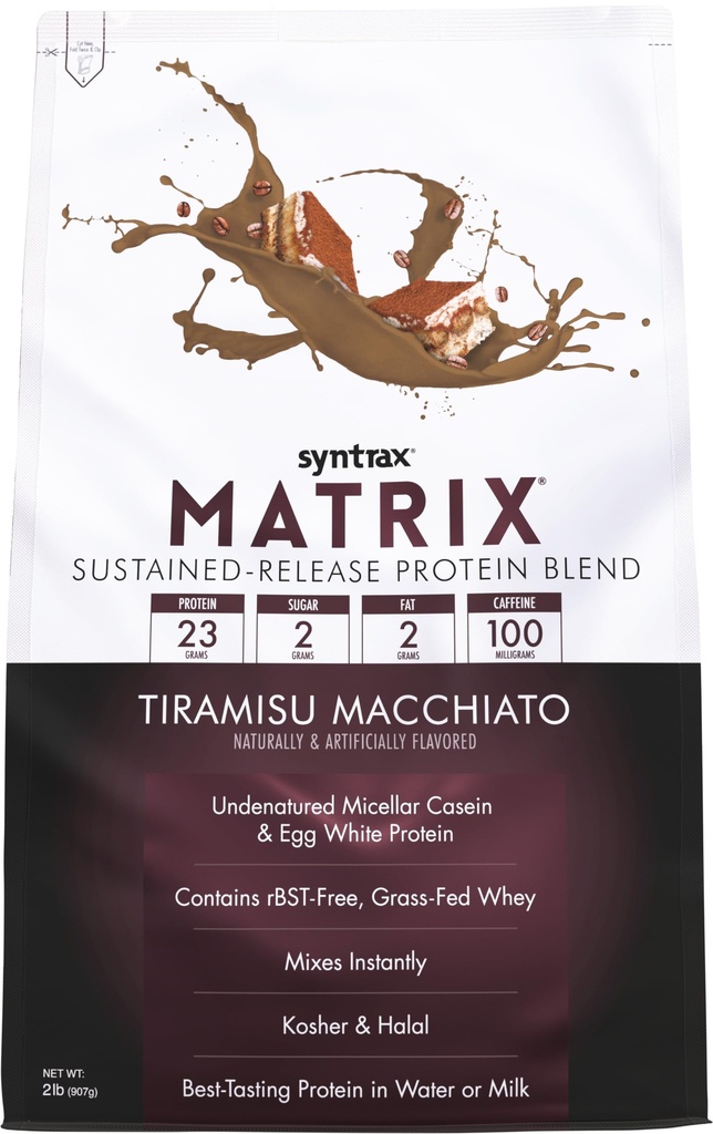 Syntrax Nutrition Matrix - Sustained-Release Proteïne Blend, Tiramisu Macchiato 2 lbs. 100mg Cafeïne