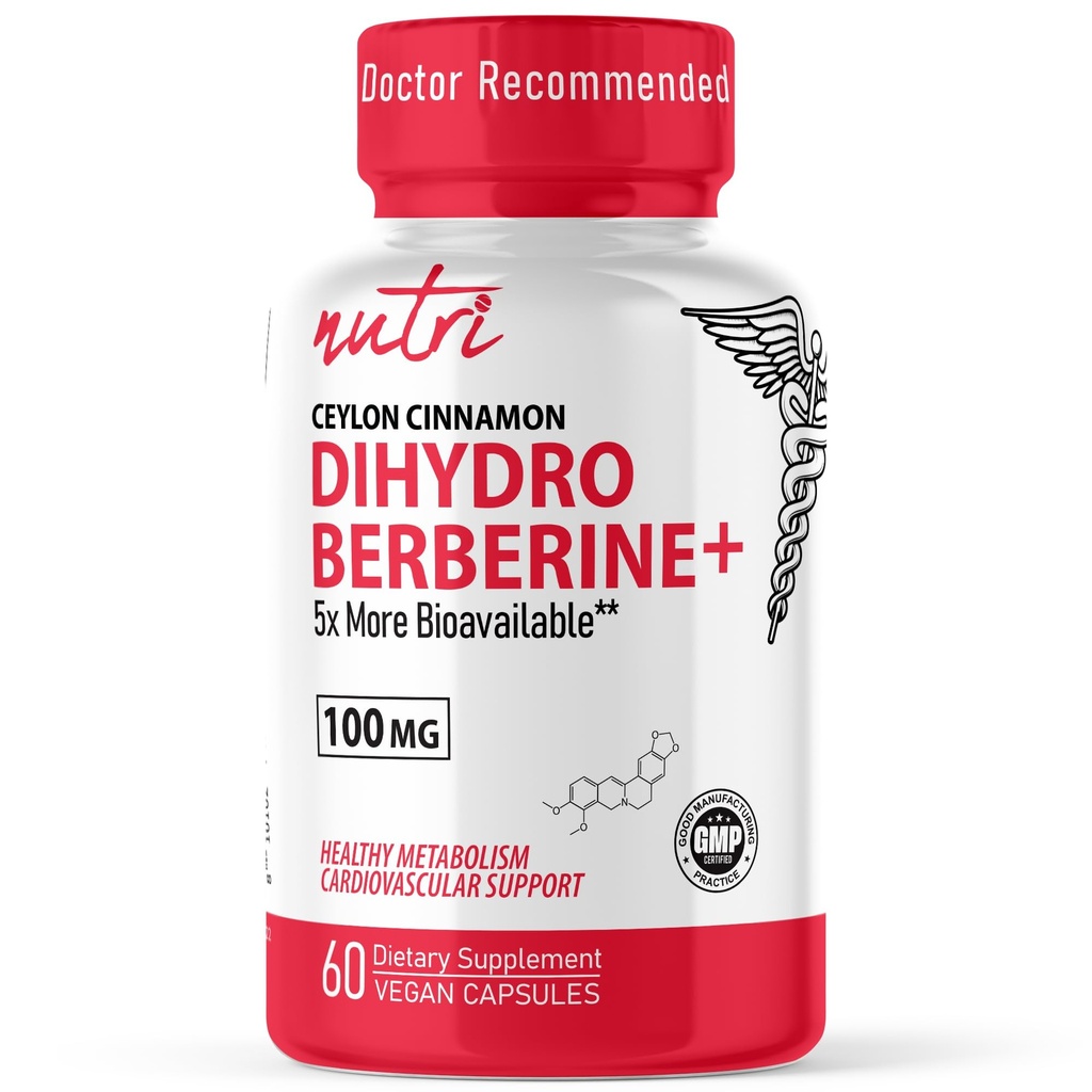 Nature's Fusions Dihydroberine Supplement 100mg 60 Capsules - met Ceylon Cinnamon - 5X effectiever dan reguliere Berberine HCL