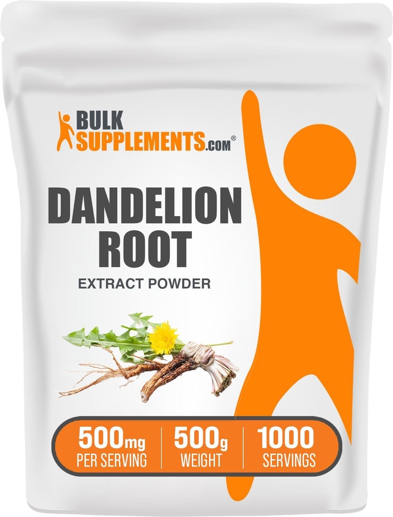 BulkSupplements.com Dandelion Root Extract Powder - Dandelion Root Supplement, Herbal Supplement - Vegan & Glutenvrij, 500mg per portie, 500g (1.1 lbs) (verpakking van 1)