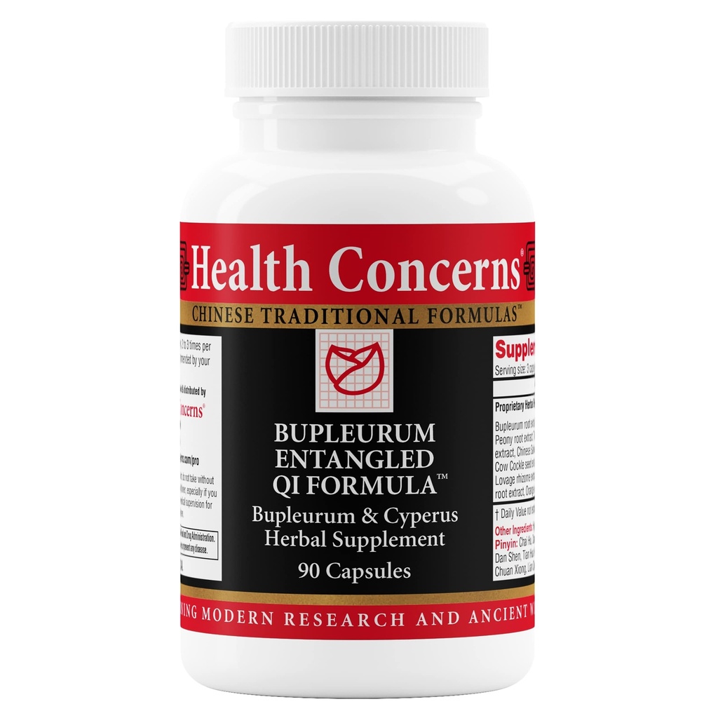 Health Concerns Bupleurum Entangled Qi Formula – Women's Hormonal Balance & Cyst Support Supplement – Traditional Chinese Herbal Formula – Blood Flow Liver Qi Cleanse – 90 Capsules