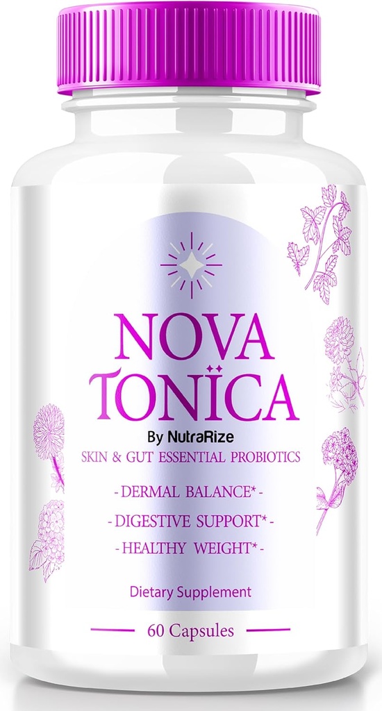 NovaTonica Capsules, Nova Tonica ter ondersteuning van natuurlijk gezonde en gloeiende huid, Extra Sterk supplement ter ondersteuning van hydratatie, huid versterkende vitamine pillen, Nova Tonic Reviews (60 capsules)