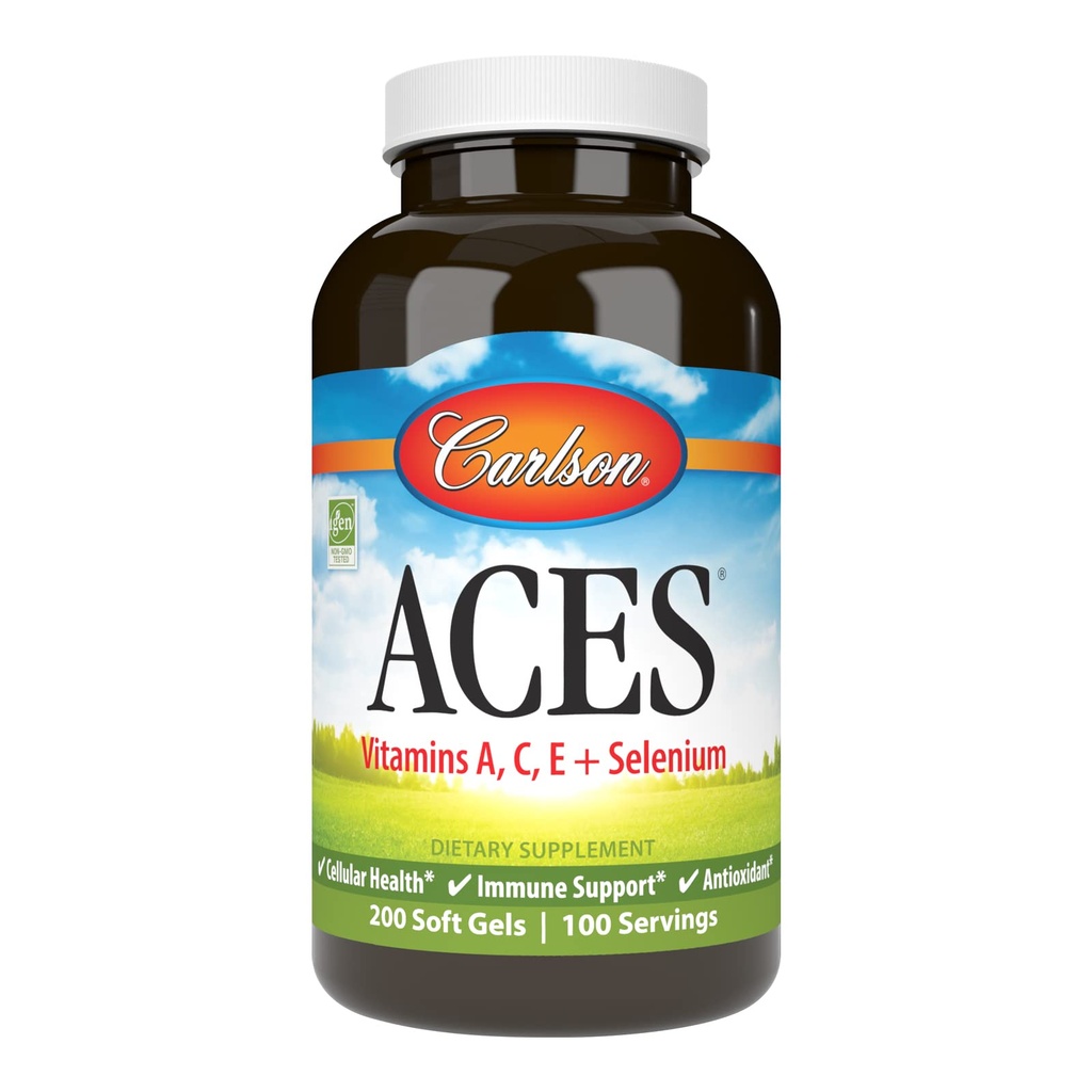 Carlson - ACES, Vitaminen A, C, E + Selenium, Cellular Health & Immune Support, Antioxidant, 200 Softgels