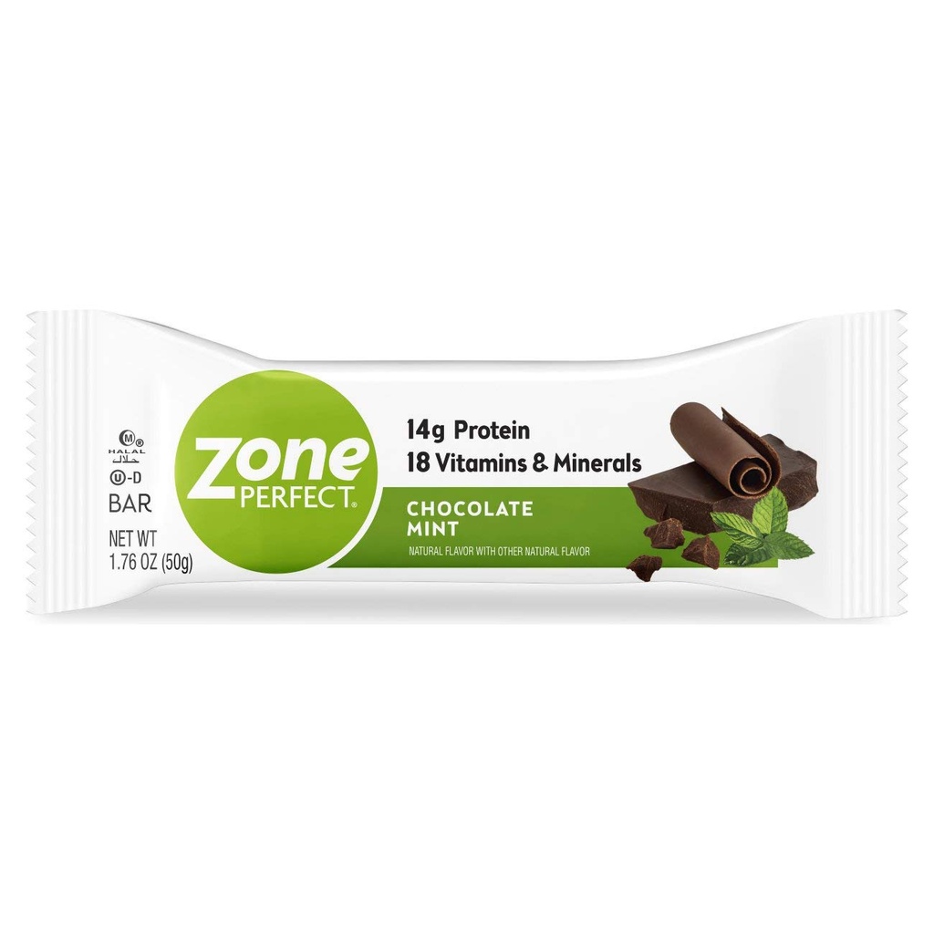 ZonePerfect Proteïne Bars, 14g Proteïne, 18 Vitaminen en Mineralen, Nutritive Snack Bar, Chocolademunt, 12 Bars