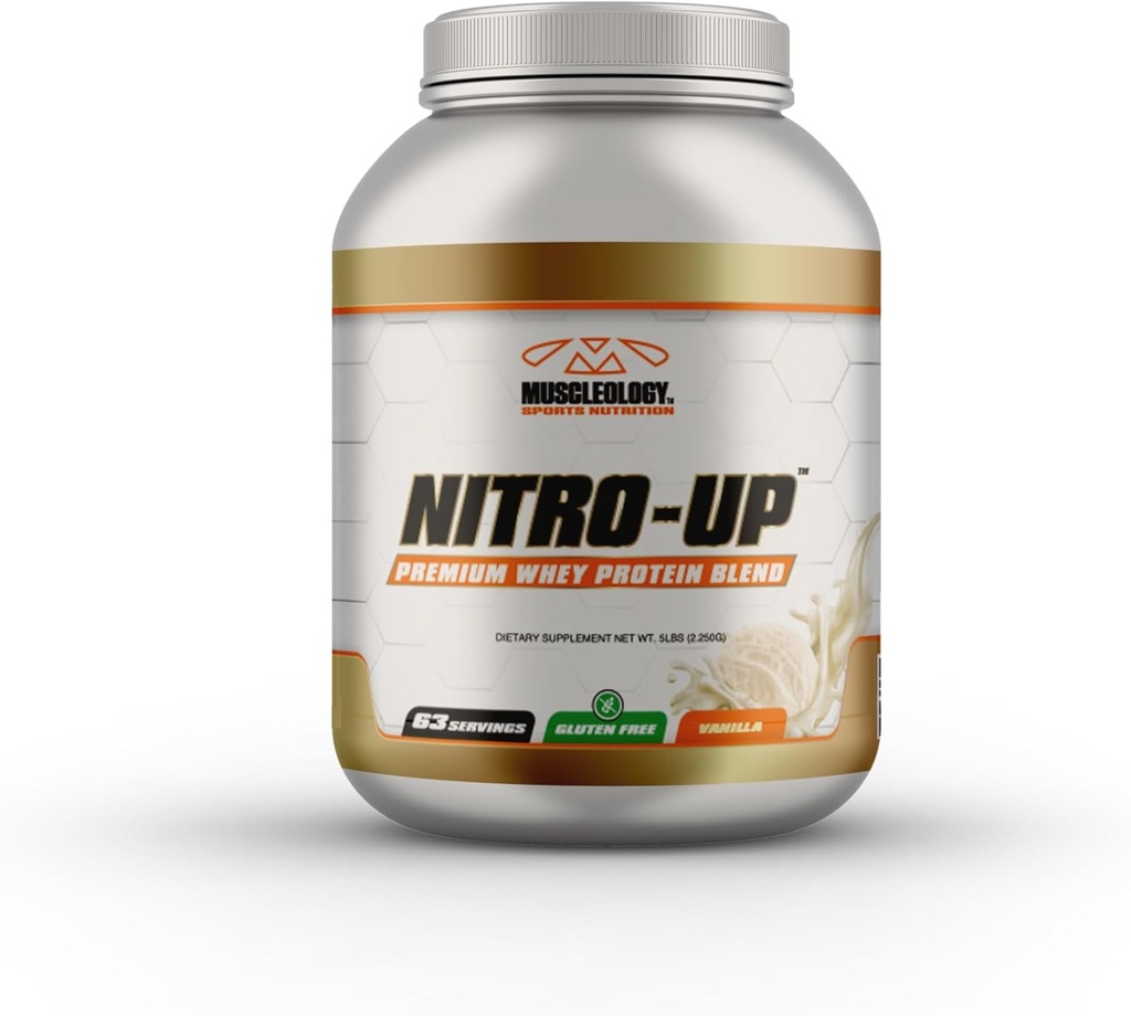 MUCLEOLOGIE Nitro-Up Gehydrolyseerde Wei Isolaat Proteïne, geïnfundeerd met BCAA's, EAA's en Digestieve Enzymen (Vanilla, 5 pond)
