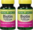 Spring Valley 10000mcg Biotine met 100mg Keratine Dieetsupplement, 60 Tellen (pack van 2)