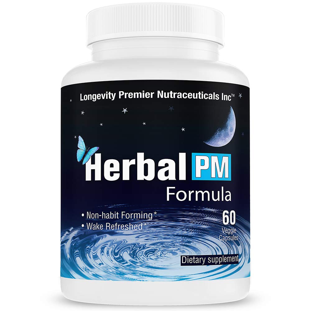Longevity Herbal PM - Herbal Slaapformule met 5-htp, melatonine, Valeriaan & GABA. 60 Veggie Capsules