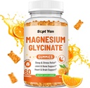Magnesium Gummies voor volwassenen - Magnesium Glycinate Supplement met Vitamine B6, L-theanine, Vitamine D, CoQ10 - Magnesium Comlex Gummies voor Mood, Bone & Muscle, Sugar Free Orange Flavor 60 ct