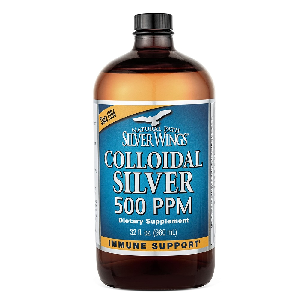 Natural Path Silver Wings Collective Silver 500ppm (2.500mcg) Immune Support Supplement 32 fl. oz.