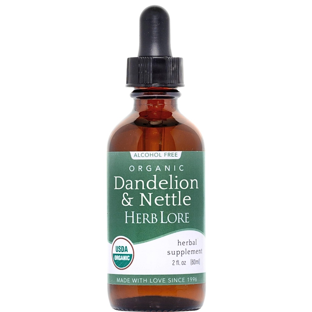 Herb Lore Organic Dandelion & Nettle Tinctuur - Liquid Dandelion Leaf & Stingling Nettle Leaf Extract Drops (2 fl oz)