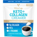 VitaCup Keto + Collageen Coffee Creamer Vanille smaak met MCT, Collageen Proteïne, Kokoswater, L-Theanine voor Keto Dieet, Gebruik in koffie, Smoothies, & Shakes, Dairy-Free, Gluten-Free, Soy-Free, 10oz