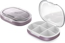 Pill Organizer, Pill Box 2 Pack, Small Pill Case for Purse & Pocket, Daily Medicine Vitamin Pill Box, Fish Oil Box, Supplement Box 2 Pcs (Six-Compartment) (Russet)