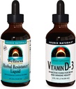 Bron Naturals Liquid Supplements, Herbal Resistance en 2000 ie vitamine D-3-4 oz flessen