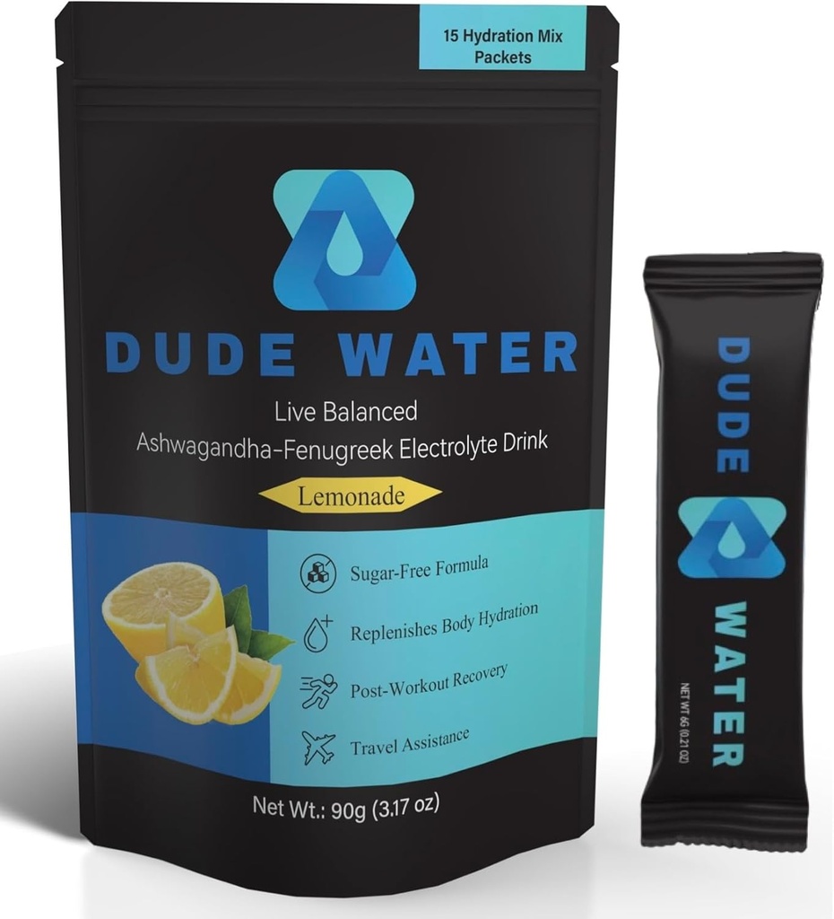 Hydration Supplement Mix - Electrolyte Powder Infunded met Ashwagandha, Fenegriek, en essentiële vitamines. Geeft weer Hydratatie, Ondersteunt Energie, Hormone Gezondheid, Kracht en Herstel.