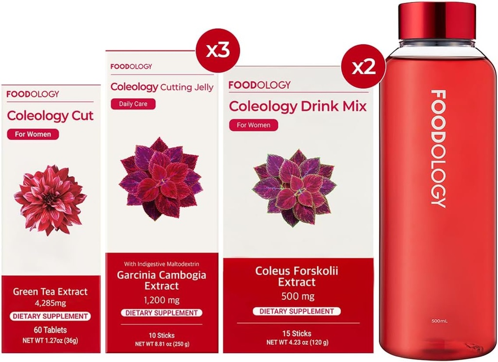 FOODOLOGY RED Burning 1-maand volledige Set / Coleology Cut(1ea) & Coleology Drink Mix(2ea) & Coleology Cutting Jelly(3ea) $ waterfles(1ea)...