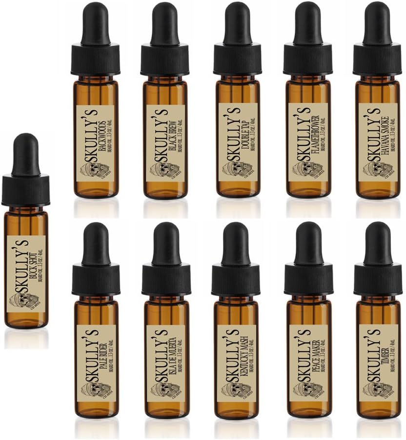 Skully's Beard Oil Sample Set (11) 5 ml glazen drams, reisverpakking