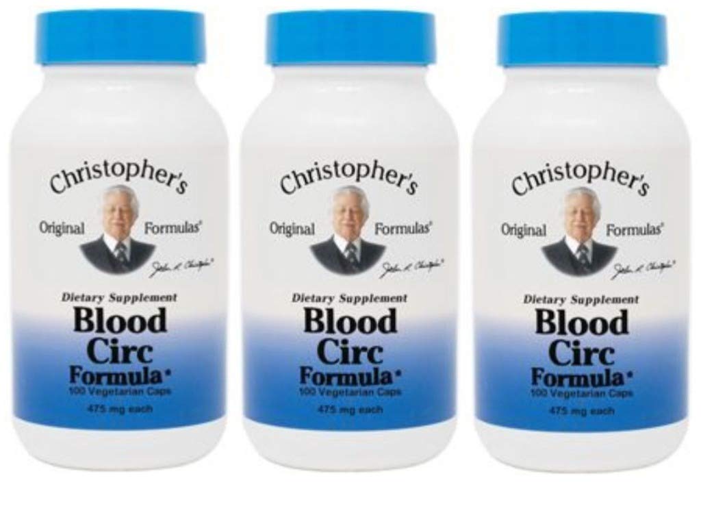 Christopher's Originele Formules Blood Circ Formula Capsules, Herbal Supplement voor Cardiovasculaire & Circulatoire Wellness, 100 Capsules - Verpakking van 3