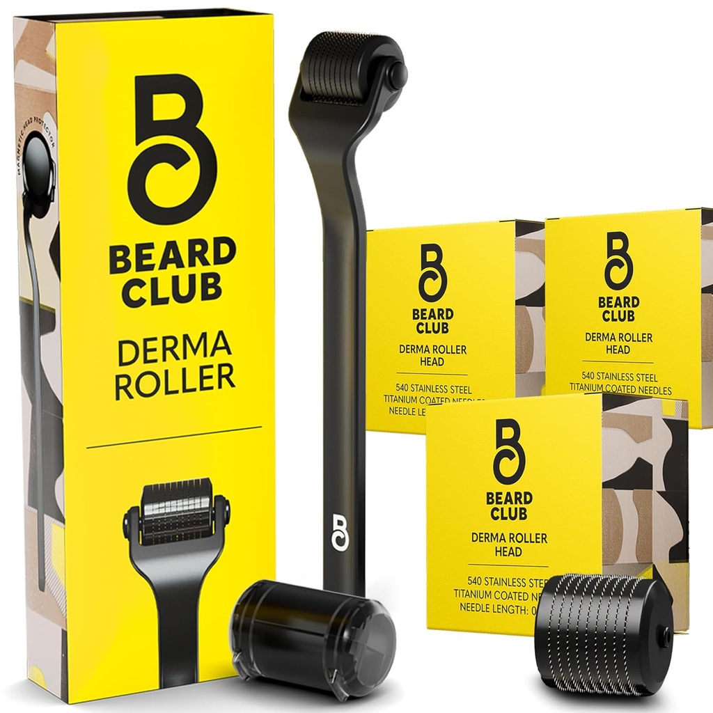 De Baard Club Derma Roller, 3-pack van vervangingskoppen - Baardroller met Derma Roller Vervangingskoppen