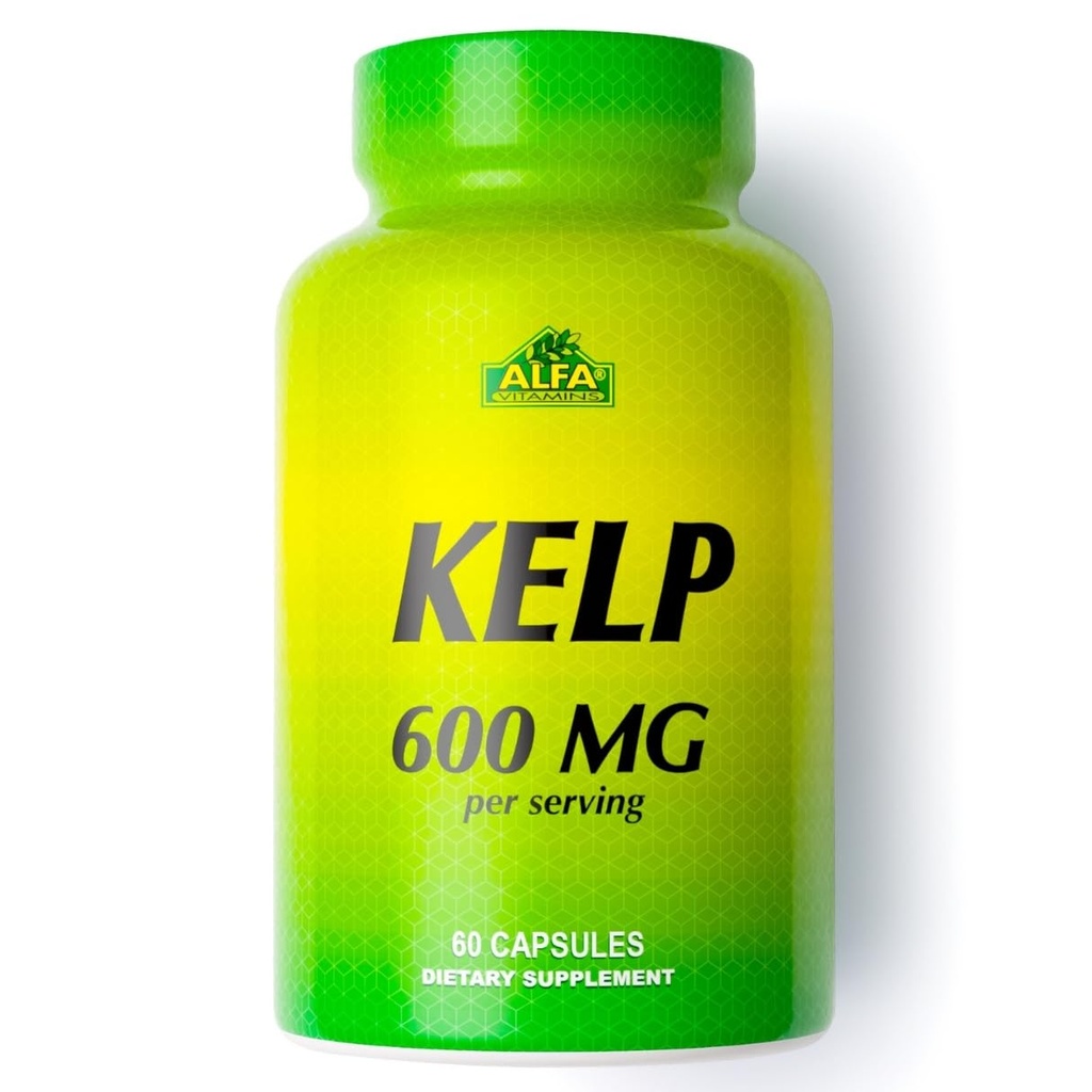 ALFA VITAMINS Kelp Supplement, 600mg natuurlijke zeewier Kelp (Ascophyllum Nodosum), rijk aan jood en fucoïdaan, ondersteunt schildklier en metabolische functie, dagelijkse vitamines voor wellness, non-GMO, 90 tabletten