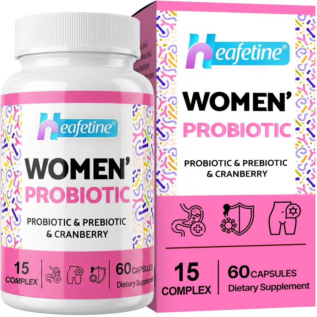 Vaginale Probiotica voor vrouwen, 300 miljard CFU Probiotica voor vrouwen, 15-in-1 Womens Probiotica & Prebiotica, voor vaginale, urinetrek, PH Balance, Immune, Digestief & Gut, Bloating Health, 60 Caps