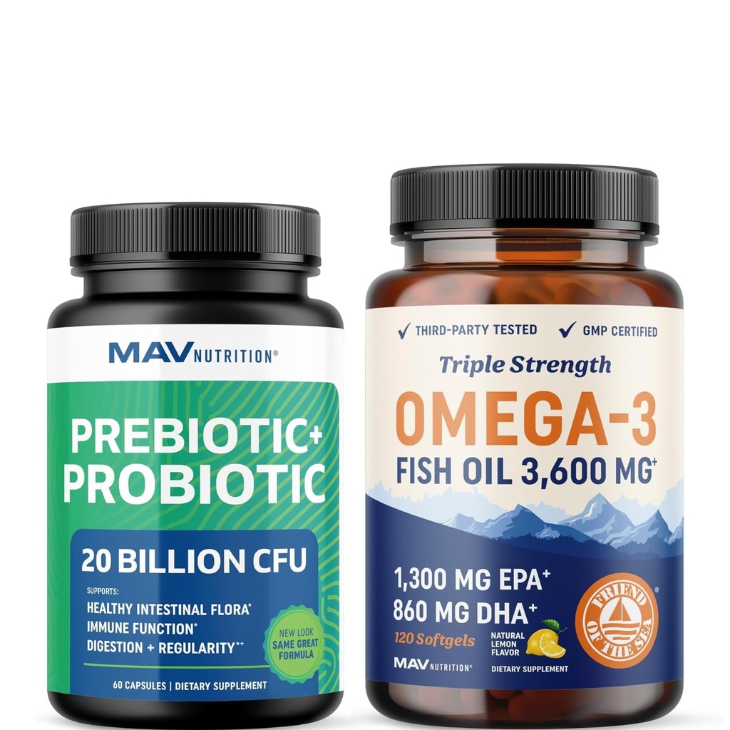 Omega 3 Visolie en Probiotische Capsules Triple Strength EPA & DHA met Probiotic Gut Health & Immune Support Supplement
