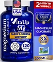Magnesium Glycinate 200mg - USA Made Magnesium Supplement for Sleep, Heart, Bones, Metabolisme Support - Hoge Absorptie Magnesium Bisglycinate Capsules - 120 Vegan Chelated Capsules