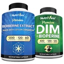 Nutrivein Premium DIM & Berberine Supplement Bundle: High-Absorptie Berberine & DIM Supplement met Bioperine - voor Hormonale Balance, Digestieve Regularity, Metabolisme, & algehele wellness