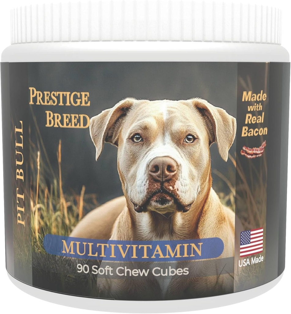 Multivitaminen, Balanced Nutrition voor uw Pit Bull, 90 Tel, Made in The USA met Real Bacon