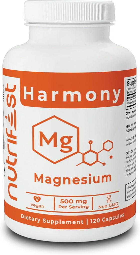 Magnesium Oxide Life Extension Formula High Absorption for MuscleRelaxation,Energy, Immunity, and Cardio Health|120 Capsules Non-GMO, Vegan