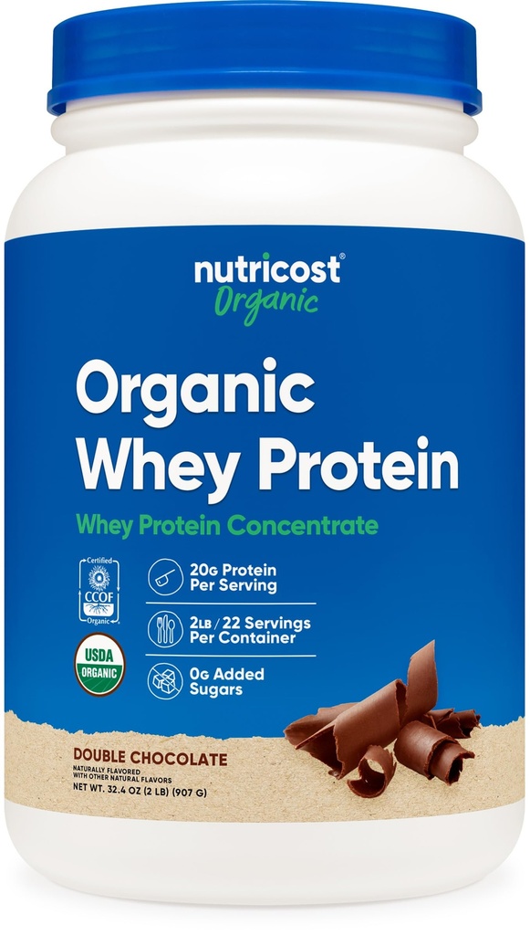 Nutricost Biologische Wei Proteïne Concentraat, Dubbele Chocolade Smaak, (2LBS) - Glutenvrij, Non-GMO