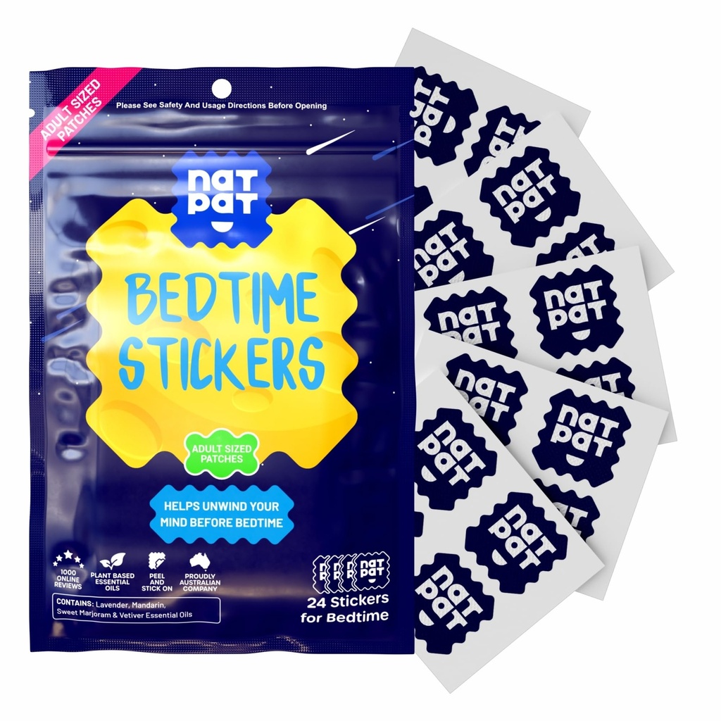 BUZZPATCH NATPAT Sleepy Patch Sleep Aid Patches - Relaxing Bedtime Stickers for Adults - Plant-Based Sleep Support - Drug & Melatonin Free Bedtime Stickers - 24 Count