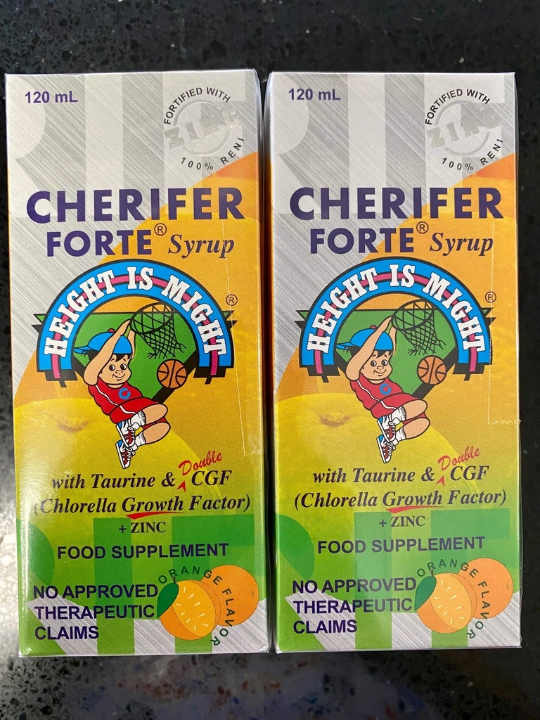 CHERIFER Forte Syrup w/Taurine & Double Chlorella growth Factor + Zink 120ml (verpakking van 2 flessen)