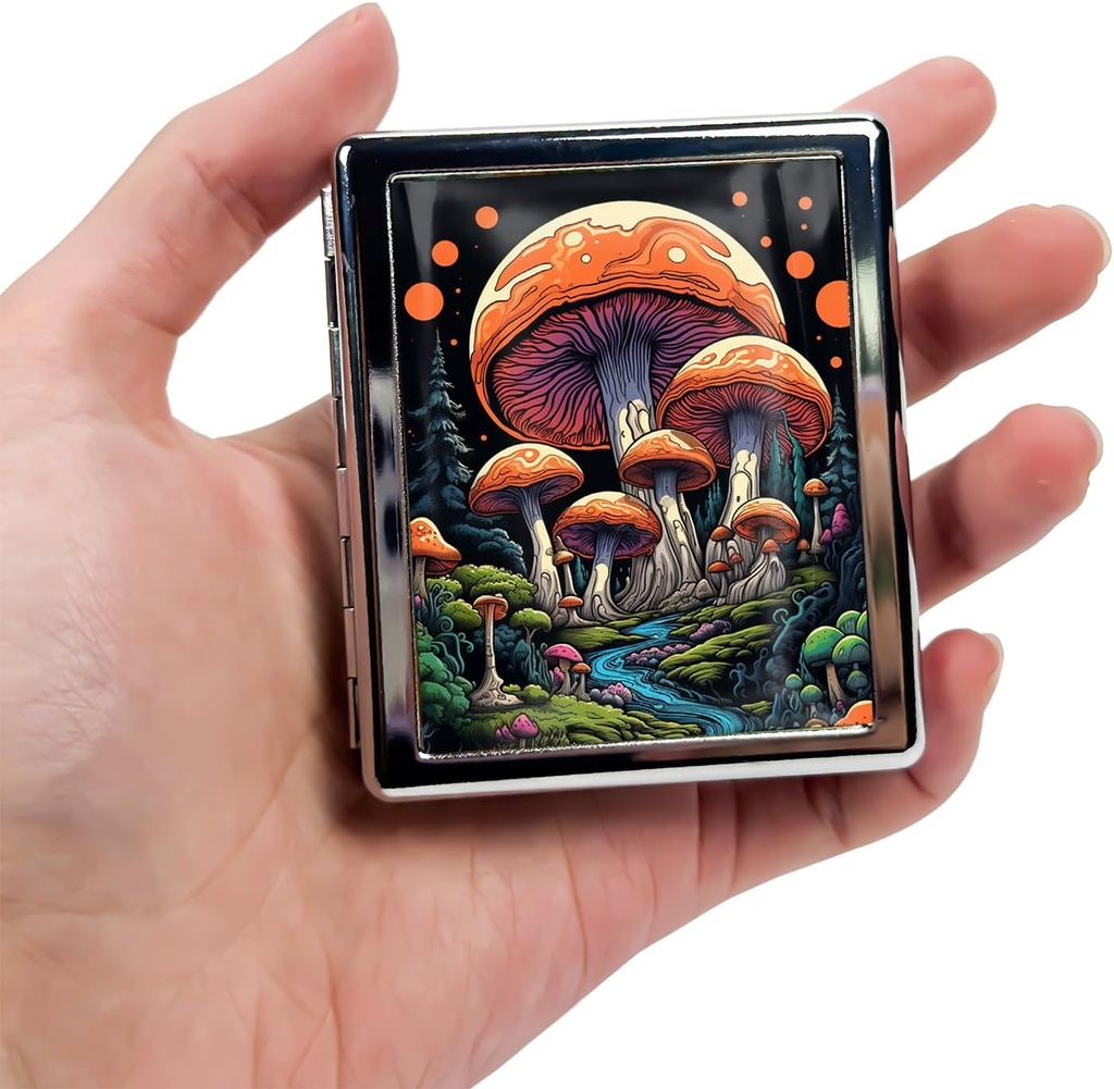 8-Compartiment Pill Box Organisator Draagbare en stijlvolle geneeskunde geval, veelzijdige opslag voor medicatie - Ideale reis accessoire & Unieke Gift Idee (Enchanted Mushroom Forest)