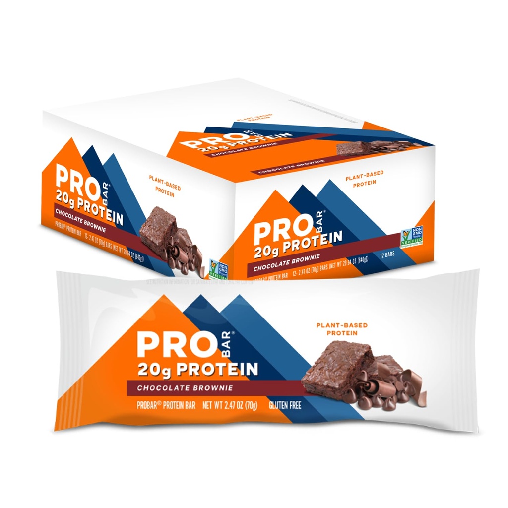 PROBAR - PROTELIN Bar, Chocolate Brownie, Non-GMO, Glutenvrij, Gezond, Plant-Based, Whole-Food Ingredients, Natural Energy (12 Tel.)