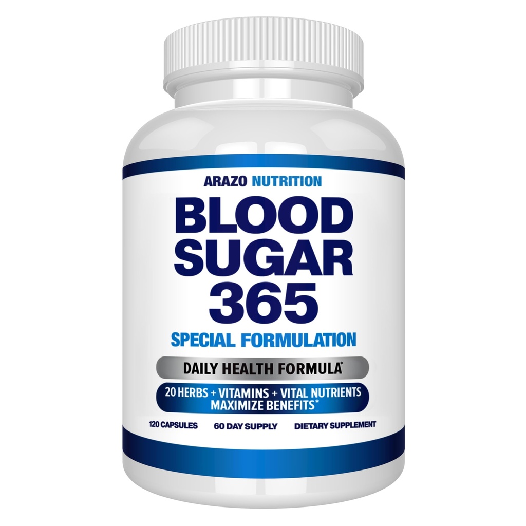 Arazo Nutrition Blood Sugar 365 Supplement Ondersteunt gezonde energieniveaus - 120 kruidenpillen - 60 dagen levering