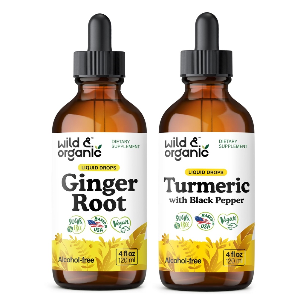 Wild & Organic Ginger Tinctuur 4 fl oz & Turmeric Tinctuur 4 fl oz