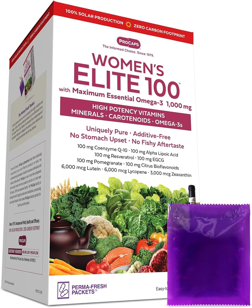 ANDREW LESSMAN Multivitamine - Vrouwen Elite-100 met maximale essentiële Omega-3 1000 mg 120 Packets - Krachtige voedingsstoffen, essentiële vitaminen, mineralen, fytonutriënten en carotenoïden. Geen additieven