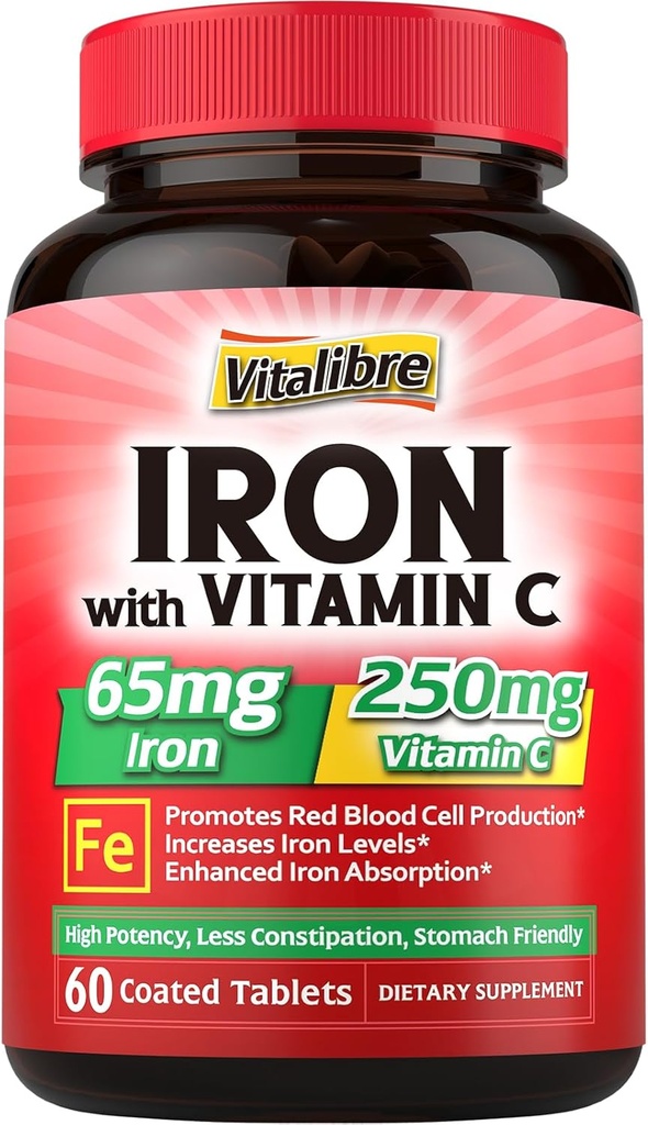 IJzersupplement met vitamine C voor ijzerdeficiëntie & Magnesiumcomplex 10 in 1 voor magnesiumdeficiëntie