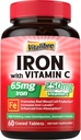 IJzersupplement met vitamine C voor ijzerdeficiëntie & Magnesiumcomplex 10 in 1 voor magnesiumdeficiëntie