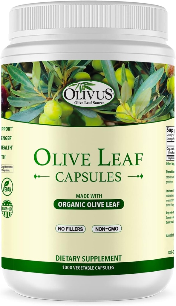 Olive Leaf Capsules Bulk 1000 Ct - 550 mg Plantaardige Capsules - Pure Biologische Olive Leaf Powder zonder Fillers - Immune Support Antioxidant Supplement