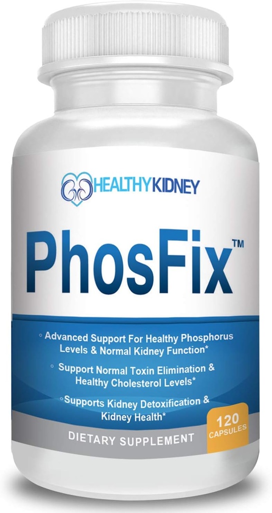 PhosFix 120 Pillen Fosfor Binder met Chitosan ter ondersteuning van normale fosforniveaus Nier-D Supplement Vitamine D Bundel