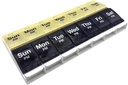 EZY DOSE Push Knop (7 dagen) Pill Case, Medicine Planner, Vitamine Organizer, 2 keer per dag, AM/PM Container, X-Large Compartments, Artritis Vriendelijk, Gemakkelijk te gebruiken, Duidelijke deksels, Blauw/Geel, BPA Vrij