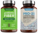 Vitamine Bounty Pro-25 Probiotica en Prebiotic Fiber Bundle - Dieet Fiber, 13 Probiotische Strains, Gut Health, Digestieve Gezondheid, Vertraagde Release - Bundel